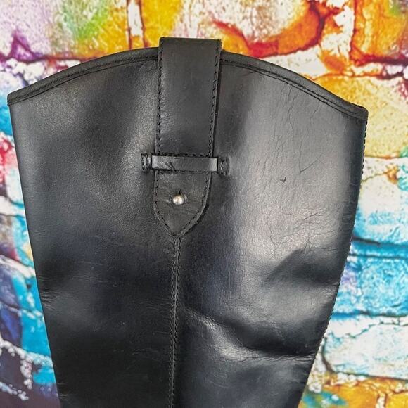 Frye & Co Tania Black Leather Pull On Tall Riding Boots Equestrain Size 6 1/2 - Picture 13 of 16